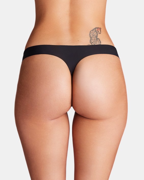 Women's UA Pure Stretch 3-Pack No Show Thong, Black, pdpMainDesktop image number 1